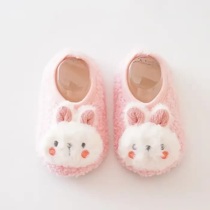 Chaussettes de sol antidérapantes pour bébé, motif de lapin mignon, pantoufles chaudes d'hiver pour
