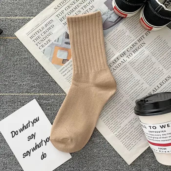 Chaussettes rayées confortables à col haut pour femmes, à la mode et décontractées