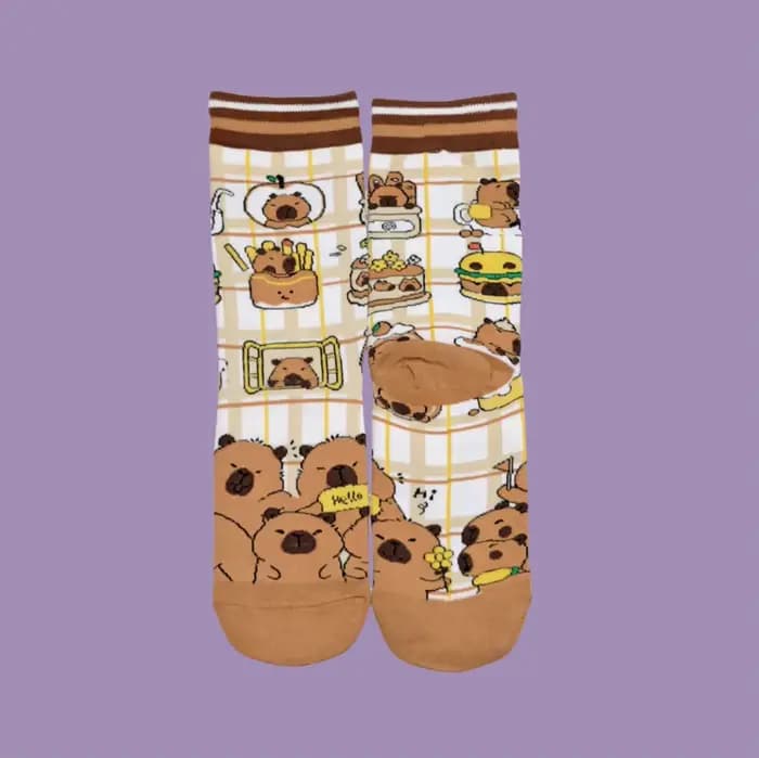 Chaussettes Capybara d'animaux de dessin animé, Illustrations mignonnes, chaussettes pour hommes et
