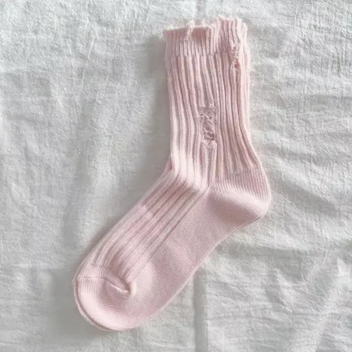 Chaussettes de mendiant à trous cassés pour femmes, chaussettes déchirées, couleur unie, chaussettes