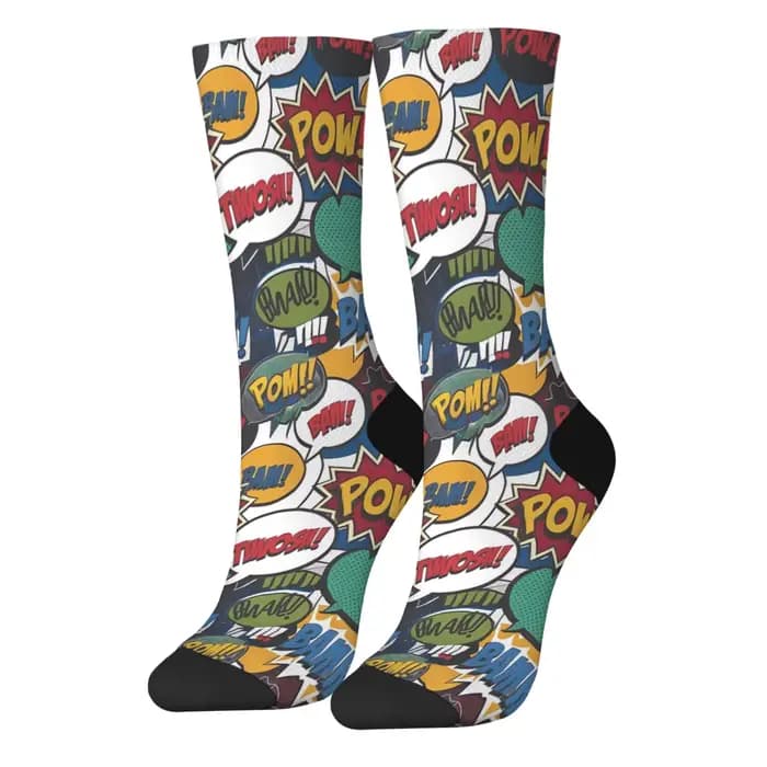 Amusant rue graffiti bande dessinée pop art chaussettes hommes et femmes loisirs sports de plein air