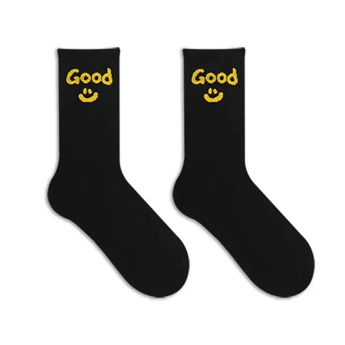 Chaussettes Drew House American Streetwear avec visage de personnage de dessin animé et lettres, pou