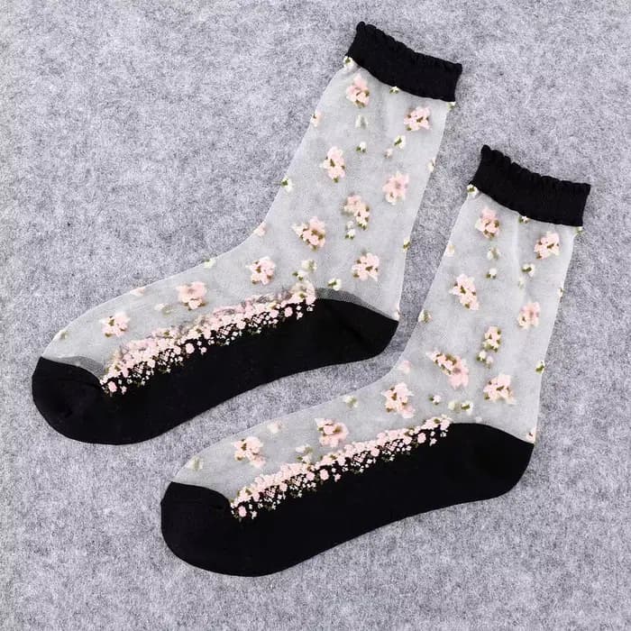 Chaussettes courtes en soie de verre transparente, fines, de loisirs, en jacquard, avec nœud, chauss