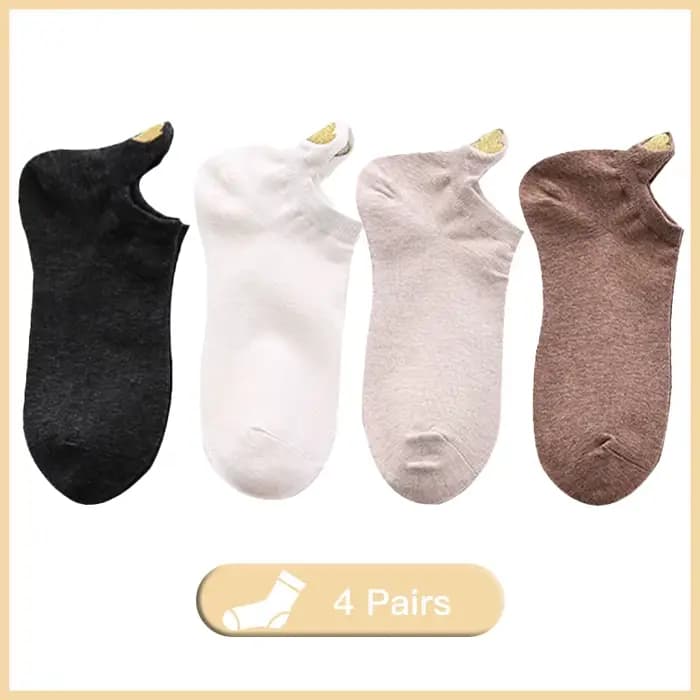 4 paires Lot mode chaussettes femmes 2026 nouveau printemps coton couleur nouveauté filles mignon co
