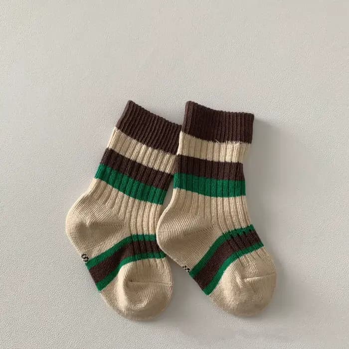 Chaussettes en coton rayées à la mode pour enfants, chaussettes mi-tube, printemps-automne, chaussur