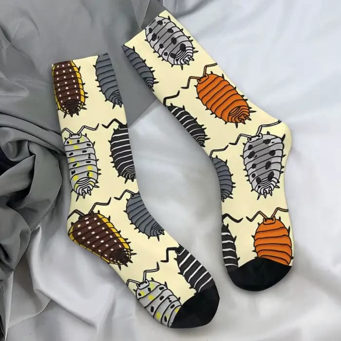 Isopods-Chaussettes anti-dérapantes pour hommes et femmes, bas animaux, chaussettes d'extérieur, gra