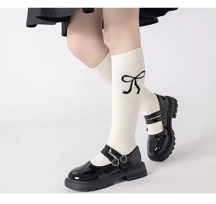 3 paires de chaussettes d'école mi-mollet pour adolescentes, avec nœud, Style coréen, chaussettes ha