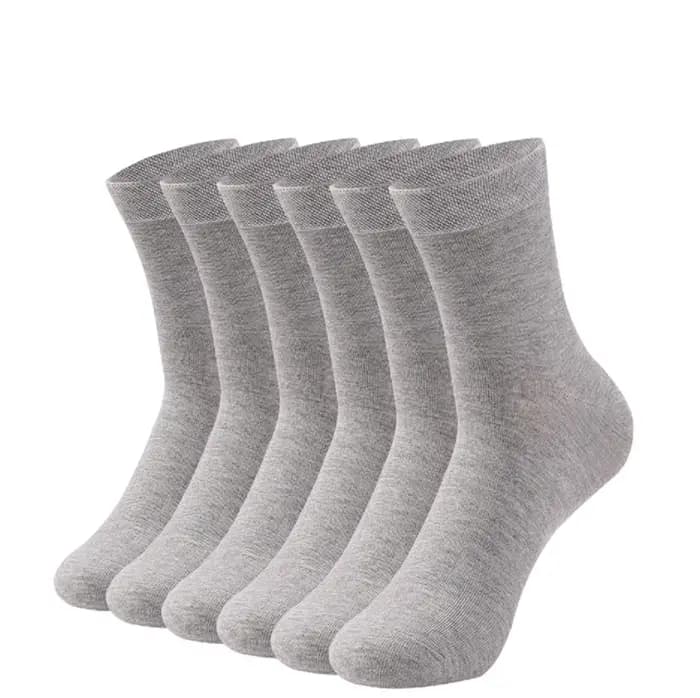 Chaussettes mi-mollet basiques pour hommes, lot de 6 paires, noir, blanc, gris, bleu marine, gamme d
