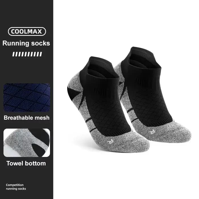 WRELS COOLMAX Chaussettes de compression respirantes pour sport, entraînement, course, récupération,