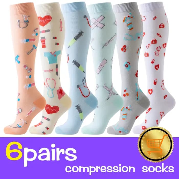 6 paires de chaussettes de Compression athlétiques pour femmes, chaussettes hautes respirantes à mot