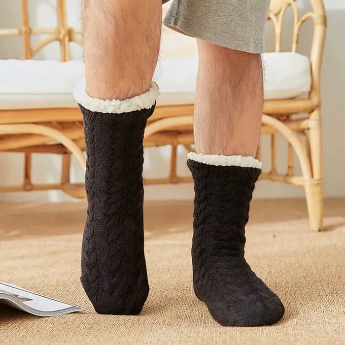 Chaussettes thermiques pour hommes, chaudes pour la maison, en coton doux, épais, en velours, pour d