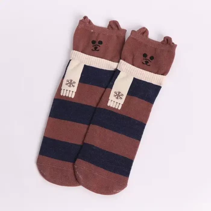 Chaussettes coréennes pour femmes, motif Animal de dessin animé Kawaii, en coton de haute qualité, m