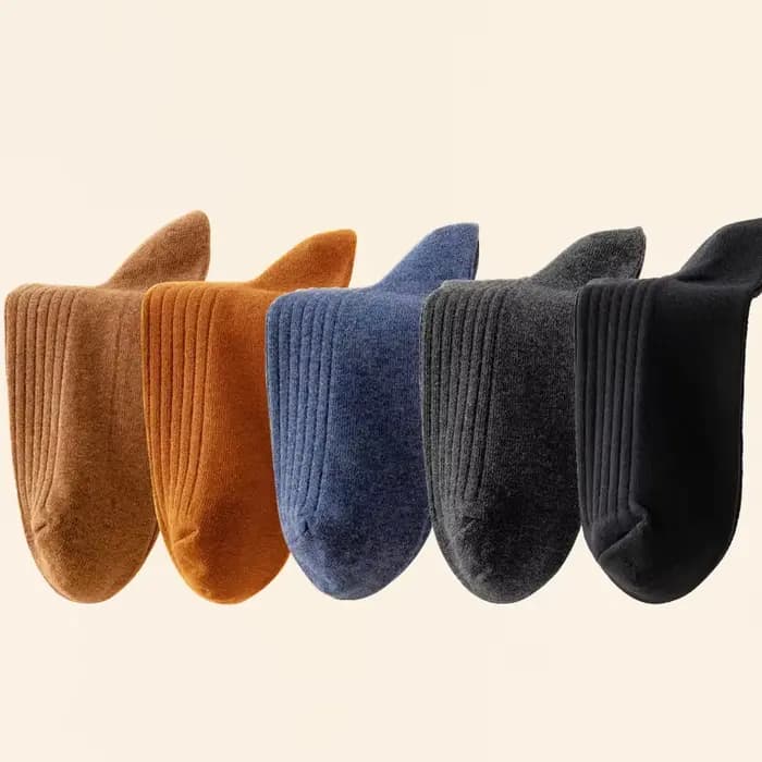 5 paires de chaussettes 100% coton, semelle intermédiaire rayée quatre saisons pour hommes, chausset