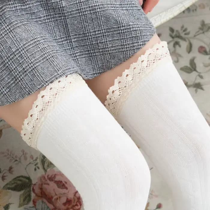 Femmes cuisse haute chaussettes filles bas dentelle hiver chaussettes chaudes femmes Sexy bas Medias