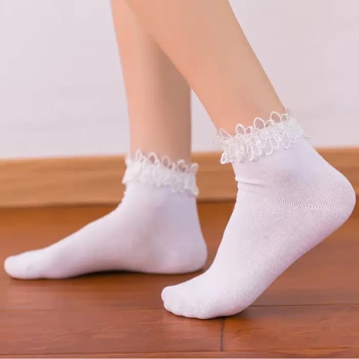 Mode femmes filles dentelle à volants froufrous cheville chaussettes Harajuku belle mignon Vintage r