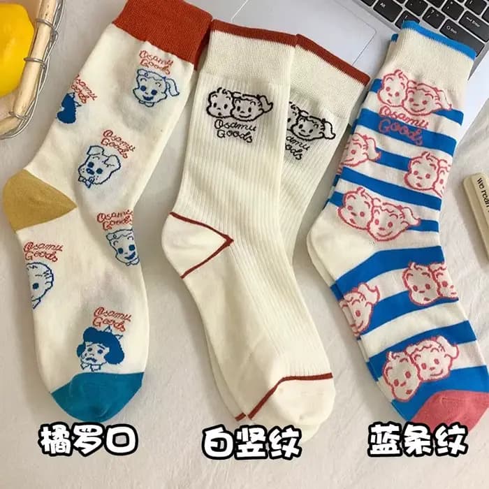 Chaussettes mi-mollet originales de dessin animé japonais pour femmes, tendance, Style célèbre sur I