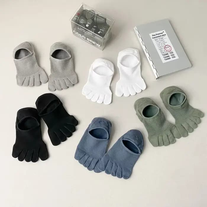 5 paires de chaussettes invisibles à orteils pour hommes, chaussettes d'été en maille fine en coton