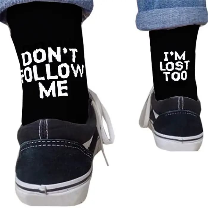 Livraison directe automne hiver hommes drôle Harajuku Humor mot imprimé chaussettes créatif Hip Hop