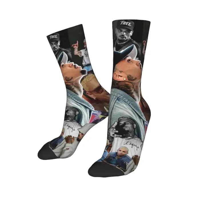 Chris Brown Breezy Bowl XX Tour 2025 chaussettes Merch pour hommes femmes chaussettes confortables c