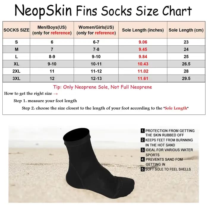 Chaussettes à ailettes fines en néoprène, dessus en polyester, l'offre elles en néoprène, protection