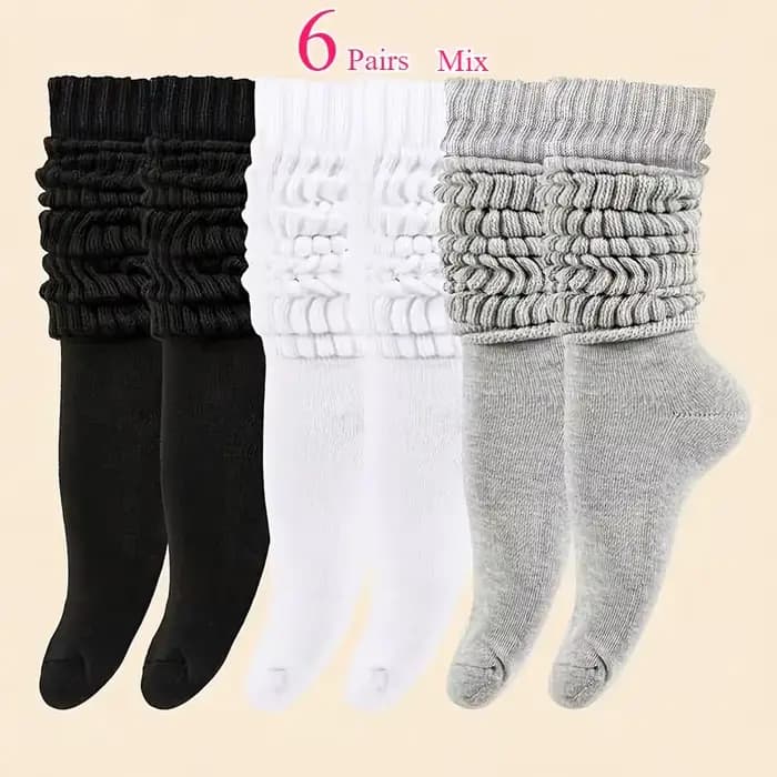 6 paires de chaussettes mi-mollet pour femme, automne-hiver, tendance, simples, couleur unie, chaude