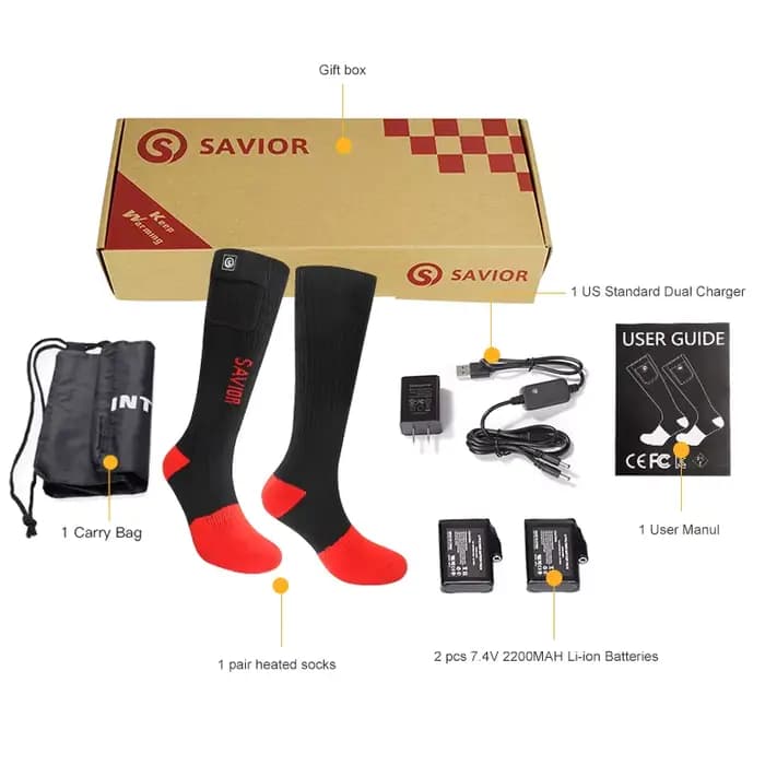 Savior – chaussettes de Ski chauffantes, chauffantes, électriques, rechargeables, pour femmes et hom