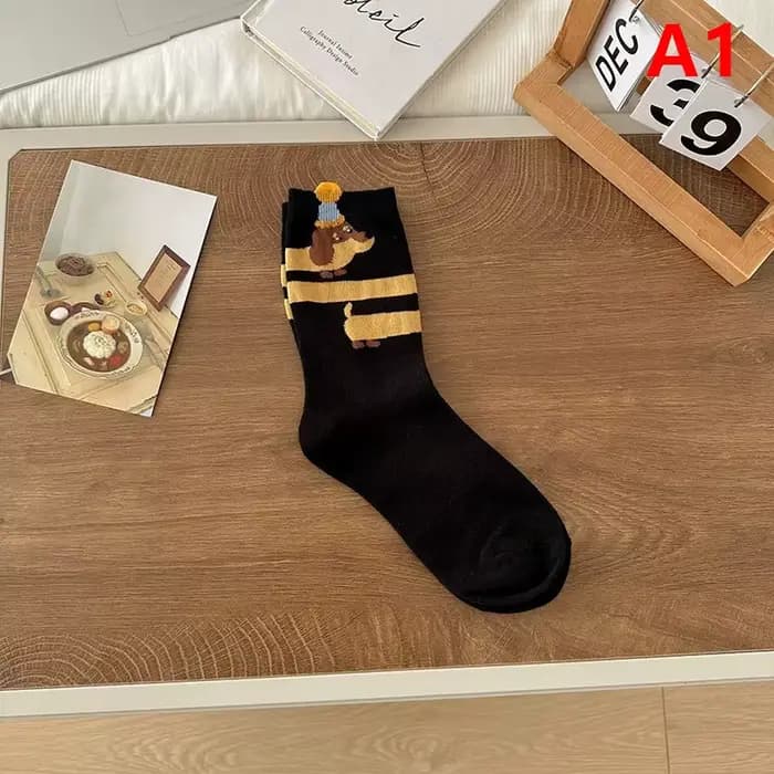 ● 1 paire de chaussettes en coton amusantes à motif de chien teckel, chaussettes imprimées de dessin