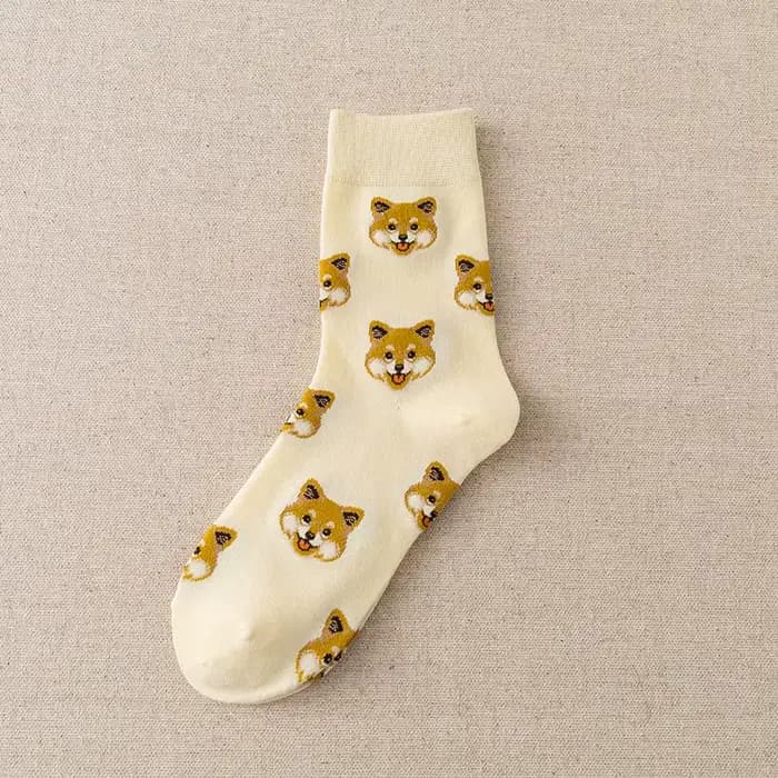 Mode femmes chaussettes mignon japonais Ins créatif femme décontracté dessin animé chiens Shiba Inu