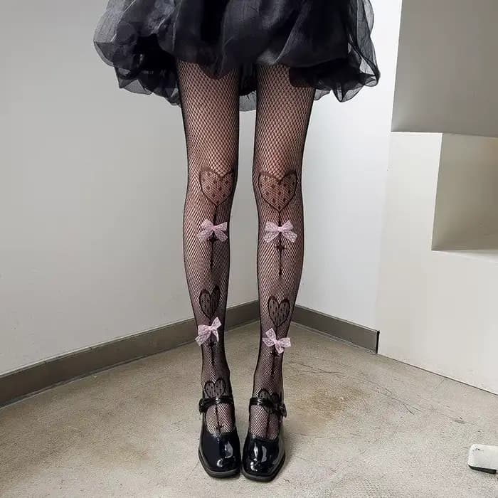 Collants en velours rose avec nœud brodé de perles, collants à la mode pour femmes, Styles JK Lolita