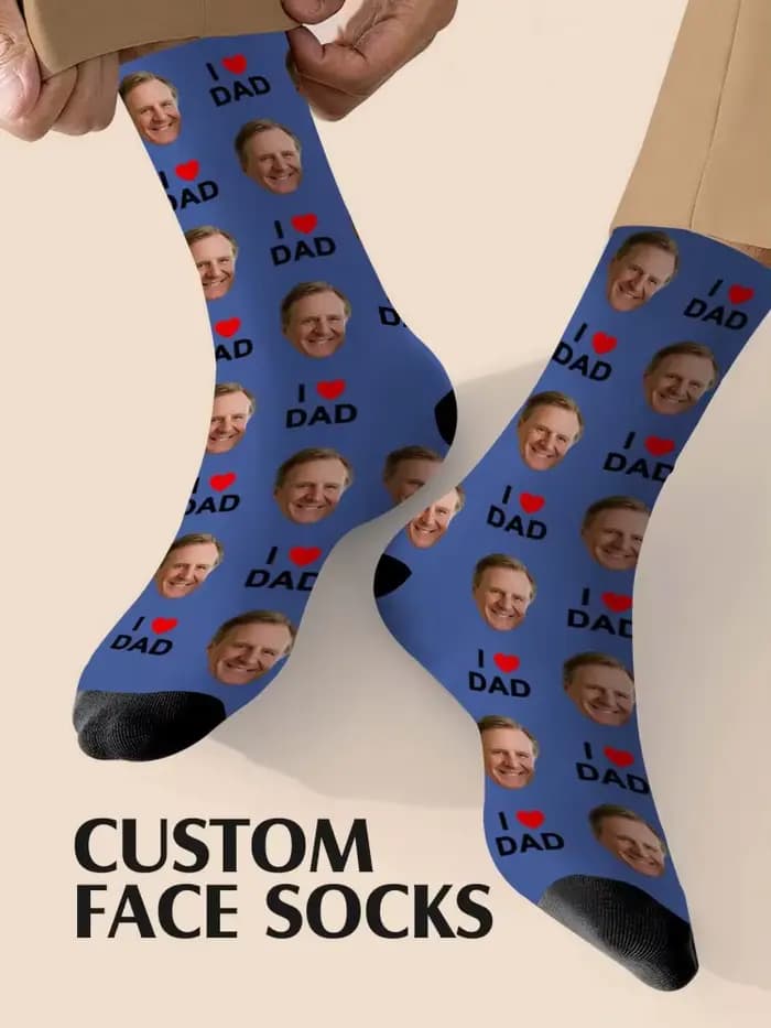 Chaussettes personnalisées pour la fête des pères, chaussettes avec photo personnalisée, chaussettes