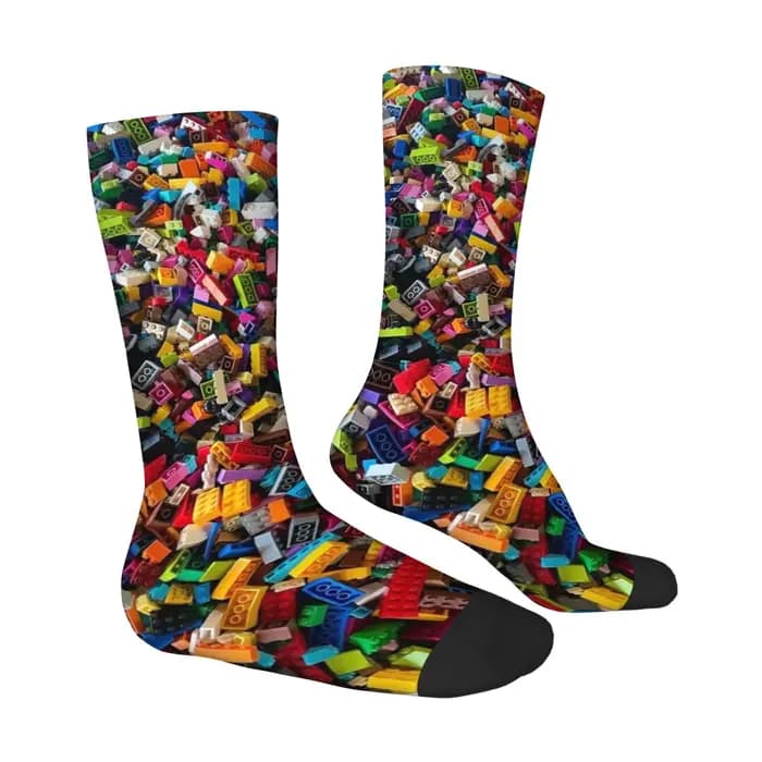 Chaussettes amusantes en forme de blocs de construction, respirantes, antidérapantes, pour hommes, s