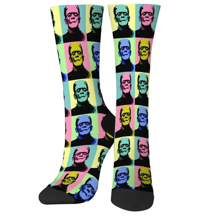 Chaussettes fantaisie pour hommes, motif Monstre Frankenstein, film d'horreur, Pop Art, style rétro,