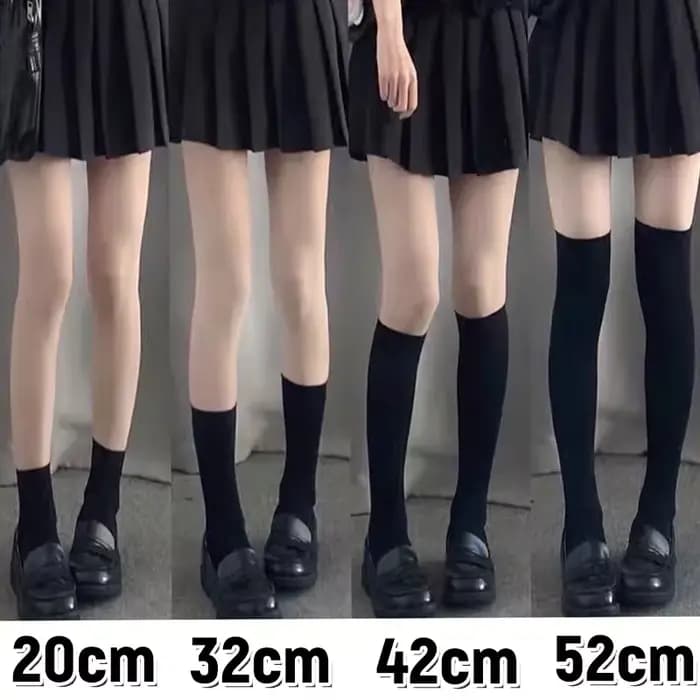 JK femmes noir blanc genou haute Lolita chaussettes dame filles sur le genou mignon longue chaussett