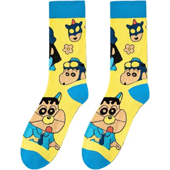 Dessin animé mignon Kawaii Crayon Shin-chan chaussettes chaussettes de sport décontractées Anime Fig