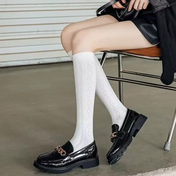 Chaussettes longues respirantes élastiques ajourées pour femmes
