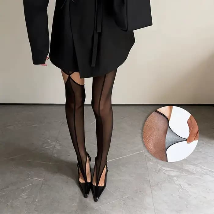 Collants noirs cousus pour femmes