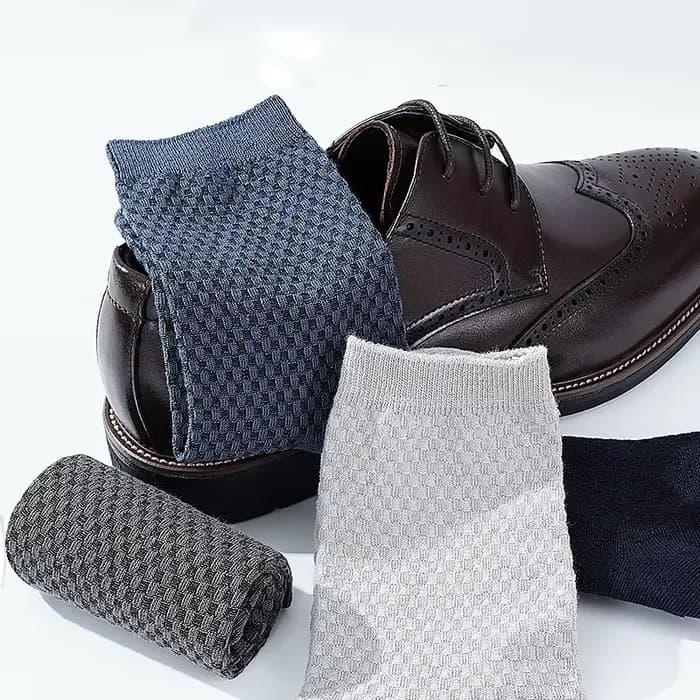 Chaussettes longues en Fiber de bambou pour hommes, 5 paires/lot, Harajuku, pour affaires, couleur unie, coton, haute qualité, noires