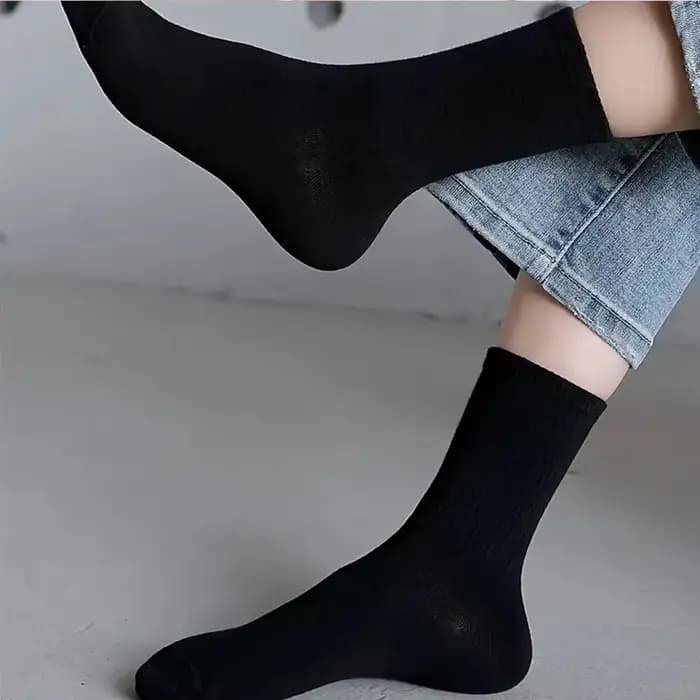 7/10/20 paires blanc noir mi-tube femmes chaussettes femme classique couleur unie à la mode sport décontracté absorbant respirant hommes chaussette