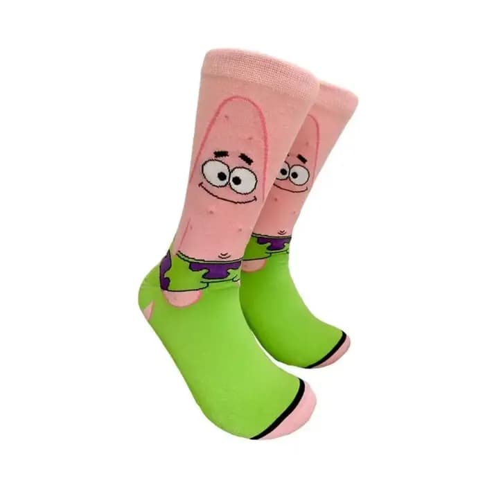 Chaussettes mi-mollet en coton pour homme et femme, motif dessin animé Bob l'éponge, chaussettes de sport Kawaii Patrick Star, chaussettes longues de printemps, cadeaux automne-hiver