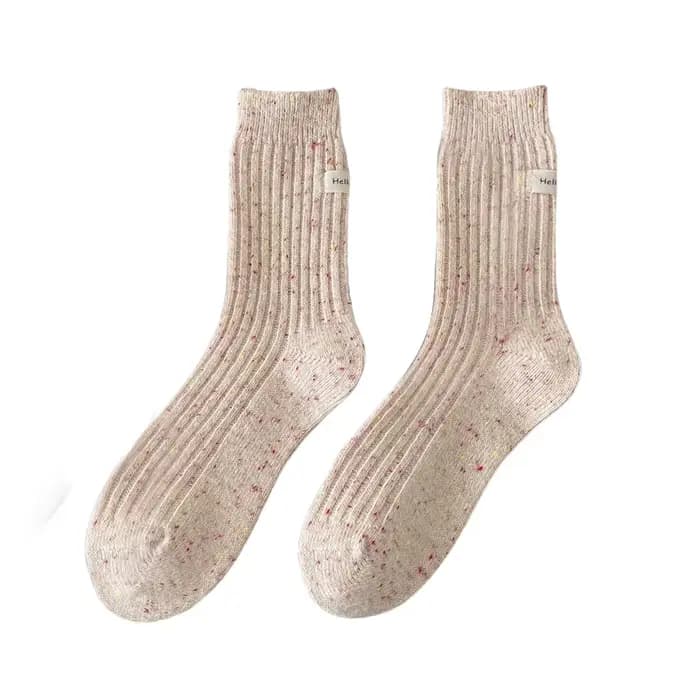Chaussettes en laine de style japonais pour femmes et filles, chaussettes optiques pour femmes, fil à pois chaud, décontracté, simple, rayé, doux, mode