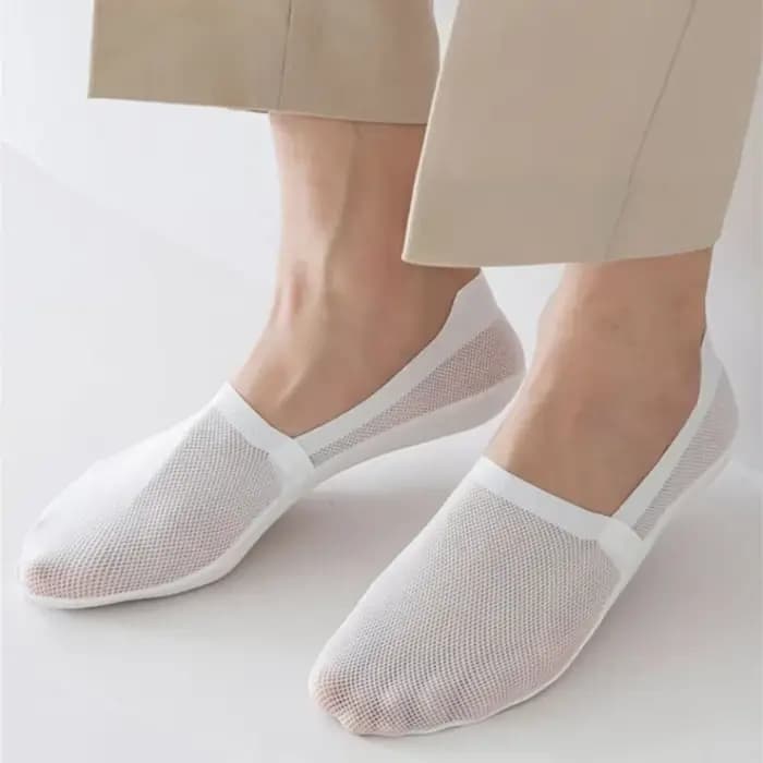 Invisible No Show Socks Men Male Ice Silk Sock Slippers Summer Hollow Out Mesh Thin Breathable Anti-slip Low Cut Boat