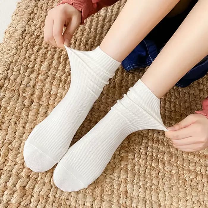 Ensemble de chaussettes à rayures de couleur unie pour femmes