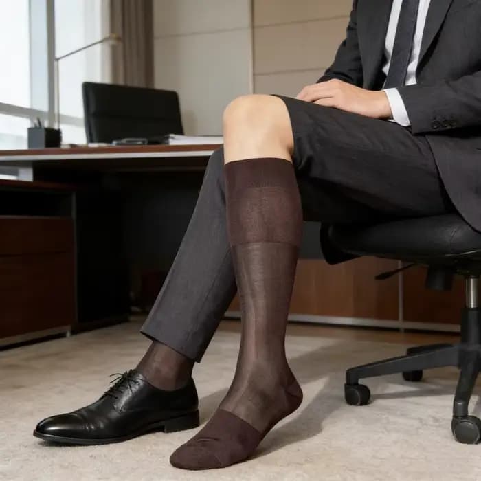 Nouvelles chaussettes longues marron pour homme