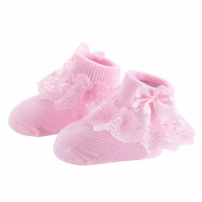 Chaussettes en coton avec nœud en dentelle pour bébé fille