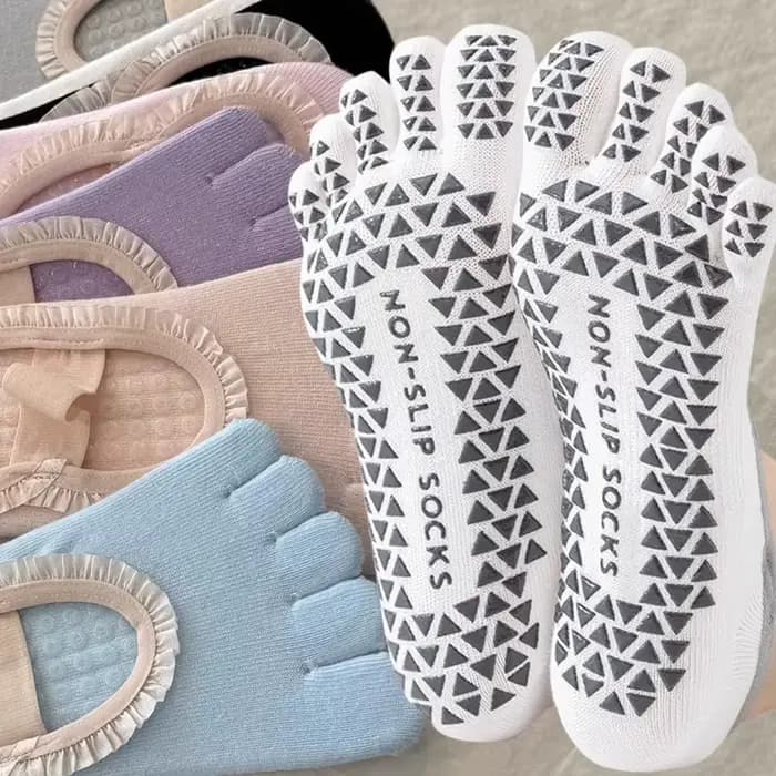 Chaussettes de Yoga antidérapantes à cinq orteils pour femmes