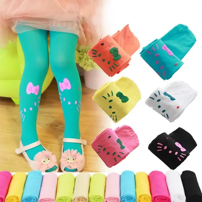 Girl Tights Cat Print Children Kids Pantyhose Velvet Fabric Princess Party Dance