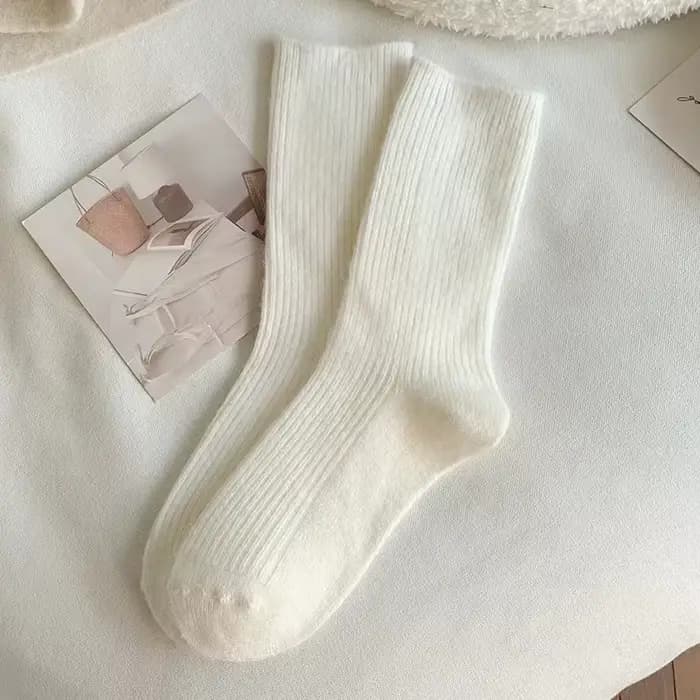 Femmes laine chaussettes chaud hiver épais cachemire flou décontracté couleur unie confortable maison chaussette doux longue thermique de haute qualité