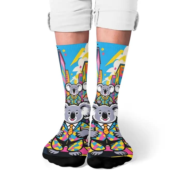 Pop Cartoon Happy Koala Chaussettes pour hommes Nouveauté