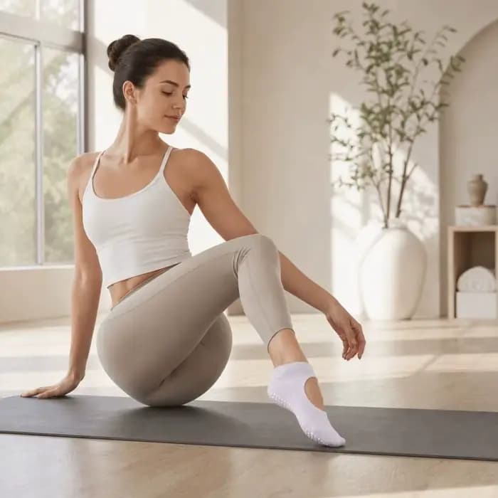 Chaussettes de sport antidérapantes en silicone pour le fitness et le yoga, design ajouré, chaussettes de sol à absorption de la transpiration pour femmes, idéales pour le ballet