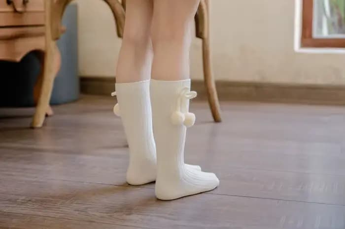 Pompon bébé garçons filles chaussettes pour enfants tricot nouveau-né automne hiver